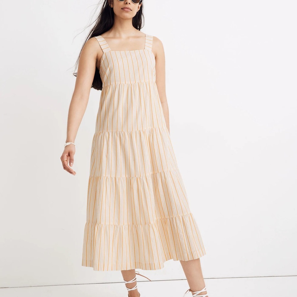 Madewell Tiered Tank Striped Midi Dress